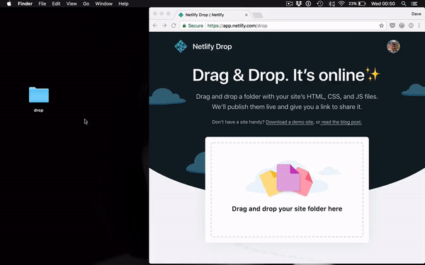 Dropping a folder onto Netlify Drop